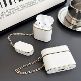 Resim bause Airpods Pro/Pro 2 ile Uyumlu İçi Silikon Deri Zincirli Lüks Kılıf - Şık ve Zarif Tasarım, Tam Koruma ve Kolay Taşıma (Bebe Mavisi) 