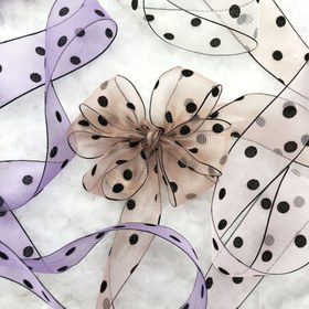 Resim Polka Dot Chiffon Bandı, El Yapımı Bow Saç Aksesuarları İçin Mükemmel Malzeme, Başlık Saç Tokası Aksesuarları, 450cm/5yard 