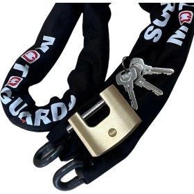 Resim Motoguards 2 Metre 10 mm *kesilmez Zincir + YALE70MM Kayar Milli Pirinç Kilit 