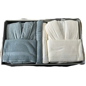 Resim Özdilek Alleur Aile Bornoz Seti K. Mint - Krem Çok Renkli 