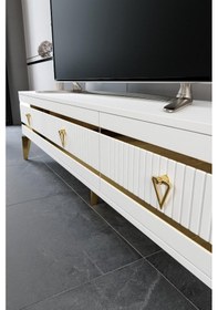 Resim 180 CM KORDON MDF MEBRAN KAPAK BEYAZ GOLD 