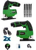 Resim Millian 58 V 5 Ah Çift Akülü Pandüllü Bakır Sargılı Alyansız Şarjlı Dekupaj Bıçkı Testere + 5 Bıçak 