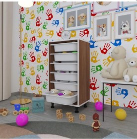 Resim Kenzlife Sepetli Mutfak Dolabı Ruberu Cvz 086x45x30 Banyo Oyuncak Çamaşır Beyaz 6 Lı Sepet 