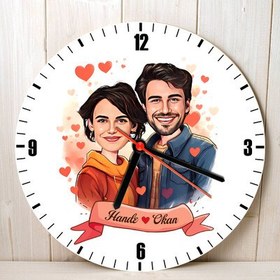 Resim Çiftlere Özel Efsane Aşkımız Karikatürlü Duvar Saati 