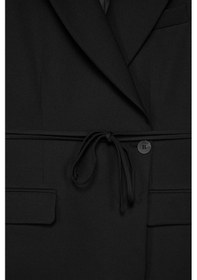 Resim Kadın Siyah Bağcıklı Dokuma Blazer Siyah 