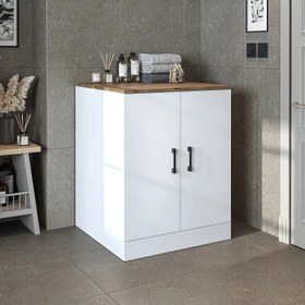 Resim Kapaklı Çamaşır Makinesi Dolabı - 1016 - 70 CM / Atlas Çam-Beyaz 