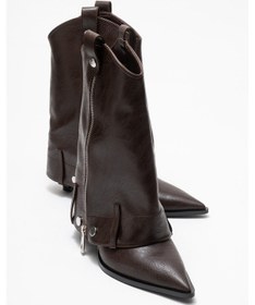 Resim Luvi Shoes Lola Kahverengi Fermuarlı Sivri Burunlu Kadın Topuklu Bot kahverengi 