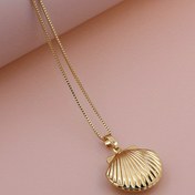 Resim Brass Kabuk Fotoğraf Kılıfı Kolye - DIY Fotoğraf Ekleme & Esansiyel Yağ Difüzörü, Vintage Şık Takı Hediyesi Kadınlar İçin, Sevgililer Günü, Günlük Giyim, Minimalist Tasarım, El Yapımı Görünüm 