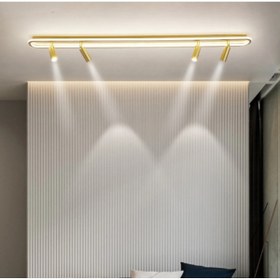 Resim ZR AYDİNLATMA Gold Eskitme Spotlu Oval 120x16cm 4000k Işık Rengi, Kuamndalı Led Tavan Lambası 