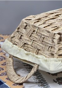 Resim Hasır Ekmek Sepeti - Sofra Ekmek Selesi - Ekmek Koyma Sepeti - Krem Ekmeklik Krem 