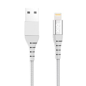 Resim Bix iPhone İçin Ultra Güçlendirilmiş MFİ Lightning Gri Şarj Kablosu 