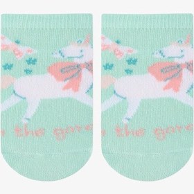 Resim Penti Renkli Kız Çocuk Unicorn in The Garden 4 'lü Patik Çorap 