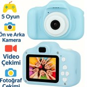 Resim Çocuklar Için Çift Kameralı Renkli Dijital Fotoğraf Makinesi – Video, Oyun ve Fotoğraf Özellikli 