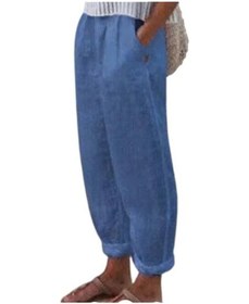 Resim Mavi Harem Pantolon Düz Renk Cepler Yaz Elastik Bel Düz Bacak Eşofman Altı Streetweed Mavi 