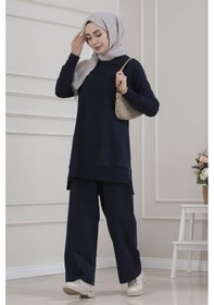 Resim Bisiklet Yaka Yanı Fermarlı Takım-lacivert-5637 Lacivert 