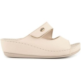 Resim Muya Anyar Anatomik Taban Jel Destekli Topuk Dikeni Dört Mevsim Kadın Terlik Krem 