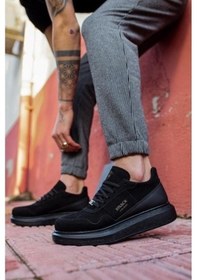 Resim Knack Yüksek Taban Günlük Süet Ayakkabı 040 Siyah (Siyah Taban) 