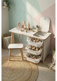 Resim Çocuk Çalışma Masası Oyun Masası Etkinlik Masası Aktivite Masası Seti 1 Masa + 1 Tabure Beyaz Beyaz 