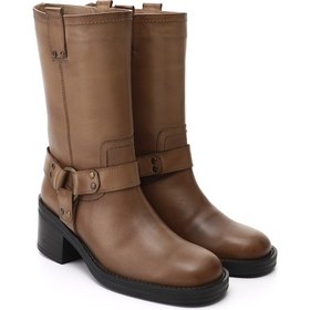 Resim Gönderir Kadın Vizon Antik Kalın Topuklu Hakiki Deri Çizme Gkzc134m1963 Vizon 