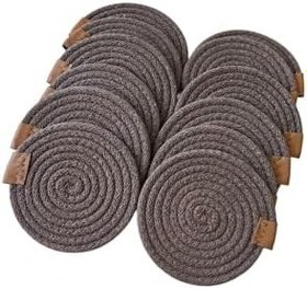 Resim oushak, Jüt Bardak Kupa Altlığı Sepya 13cm 12li - 