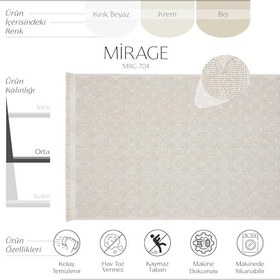 Resim Cool Halı Mirage Bej Halı Bukle Kaymaz Taban Yıkanabilir Halı Geometrik Desen Oturma Odası Halısı 