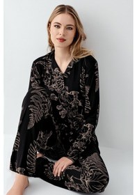 Resim Arnetta Kadın Siyah Gömlek Pijama Siyah 