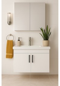 Resim Dmz Home Concept Liventa 65 Cm Mdf Beyaz Banyo Dolabı Takımı Beyaz 