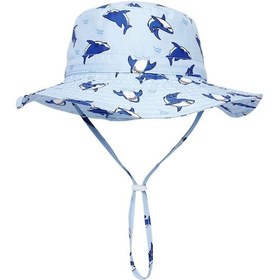 Resim Upf50+ Uçuk Mavi Köpekbalığı Kafa Çapından Ve Boyundan Ayarlanabilir Şapka Mavi 