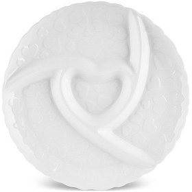 Resim Karaca Pink Love Porselen Bölmeli Sunum Tabağı Beyaz 26 Cm Beyaz 