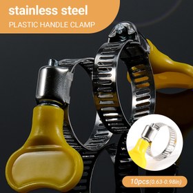 Resim 10/100 adet plastik saplı paslanmaz çelik hortum kelepçeleri, ayarlanabilir boyut 16-25mm, otomotiv su borusu sızdırmaz tokası, kaymaz ve paslanmaya karşı dayanıklı sabitleme klipsi | tıraşsız, çizilmez, hızlı kurulum aracı, endüstriyel kalite, dayanıklı 