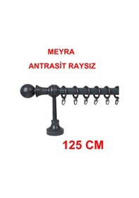 Resim Meyra Demonte Başlıklı Ahşap Rustik Perde Askısı - Raysız -antrasit 125 Cm Antrasit 