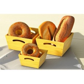 Resim Karokstore Premium Sofra Serisi Bambu 3'lü Set Ekmeklik 