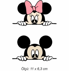 Resim MS Major Selection Mickey & Minnie Mouse Dikiz Aynası Sticker 11 x 6,3 cm 2 Adet 