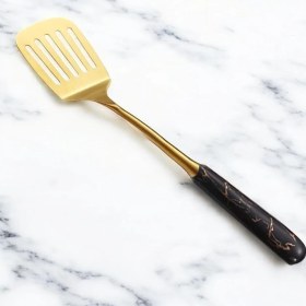 Resim Mermer Desenli Saplı Paslanmaz Çelik Spatula, 304 Kalite 18/10, Rengi, Servis Sunum Spatulası 