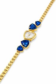 Resim Mimoza Accessories Quartz Saat, Mavi Taşlı Bileklik Görünümlü Saat 