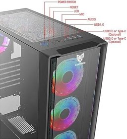 Resim Blueforce Phoenix 4* Rgb Fanlı Atx-mini Atx Itx Uyumlu Mid Tower Gaming Oyuncu Bilgisayar Kasası Psu'suz 
