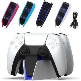Resim Ankatek Şarj Şarj Ps5 Mavi İçin Honcam Gamepad Dock Cihazı Çift Kablosuz Şarj İstasyonu 