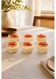 Resim 6 Lı Şeffaf Cam Magnolia Kasesi Tatlı Sunum Kasesi Puding Dondurma Meze Kasesi 