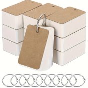 Resim 400 Levha Beyaz Boş Flash Kartları Bağlama Halkaları ile, 7.01 x 3.99 cm İndeks Kartları, Küçük Not Kartları Öğrenme Kartları Kraft Kağıt Kartları, Kolay Flip Mini İndeks Not Flash Kartları (4 Paket) 