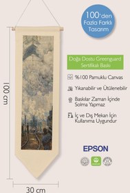 Resim Duvar Halısı Pinterest Oda Dekoru, Monet Sanat Serisi, 100cm Kanvas Flama Askılı Duvar Örtüsü NO:629 - Renkli - 7 / 30 x 100 