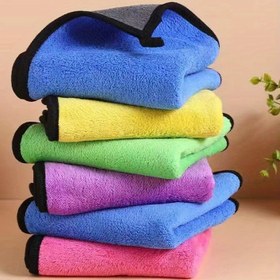 Resim 5'li Renkli Mercan Kadife Mikrofiber Temizlik Havluları - Kalın, Yumuşak ve Tüysüz Araba, Ev ve Dış Mekan Kullanımı İçin - Mavi, Sarı, Yeşil, Mor, Pembe, Araç Temizliği Temel Gereksinimleri | Peluş Temizlik Havluları | Dayanıklı Temizlik Bezleri 