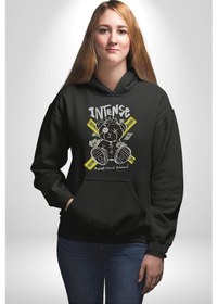 Resim Geçilmez Bölge Kadın Erkek Siyah Kapüşonlu Sweatshirt Hoodie Siyah 