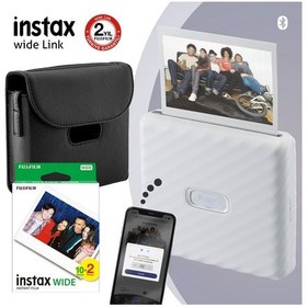 Resim Fujifilm Instax Wide Link Akıllı Yazıcı + 20'li Film + Deri Çanta + Stand 4 Beyaz 