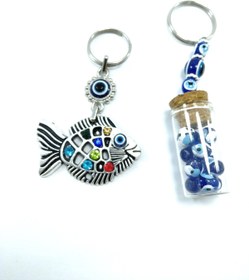 Resim Ennea Art Cam Şişe Nazar Boncuğu Anahtarlık Balık Anahtarlık /araba Dikiz Ayna Süsü El Yapımı Hediyelik Eşya 