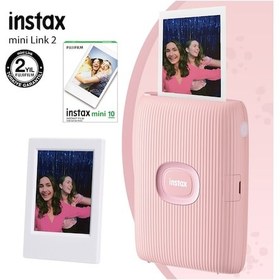 Resim Fujifilm Instax Mini Link 2 Akıllı Telefon Yazıcısı + 10lu Mini Film + Çerçeve Pembe 