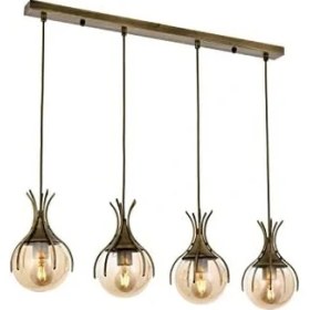 Resim Avonnı AV-60161-4EY Eskitme Kaplama Modern Avize, E27, Metal, Cam, 70X13CM 