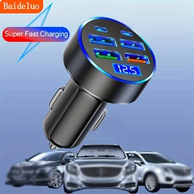 Resim Baideluo 6 Çıkışlı USB Araba Şarj Cihazı - Süper Hızlı Şarj ile, C-Tipi USB 3.0, Çoklu Cihazlar için Evrensel 12V-36V Araba Adaptörü, Araba Şarj Çözümü|Modern Araba Şarj Cihazı|Kompakt Şarj Cihazı, Pil Olmadan 