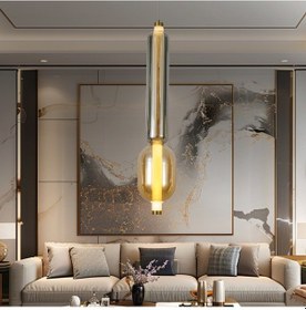 Resim Noemi 12 Watt Tekli Gold Modern Tekli Sarkıt Avize Altın 