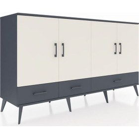 Resim Hyperion Konsol 6 Raflı 3 Çekmeceli 4 Kapaklı 176x44x99 Antrasit- Antrasit-aytaşı/antrasit 