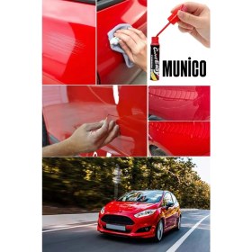Resim Munico Kırmızı Oto Rötuş Kalemi 5 ml Kaporta Çizik Giderici Tampon Onarıcı Fırça Boya Kaporta ve Tampon Pro 